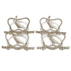 Antique Victorian Set of Four Scottish Sterling Silver Card/Menu Holders