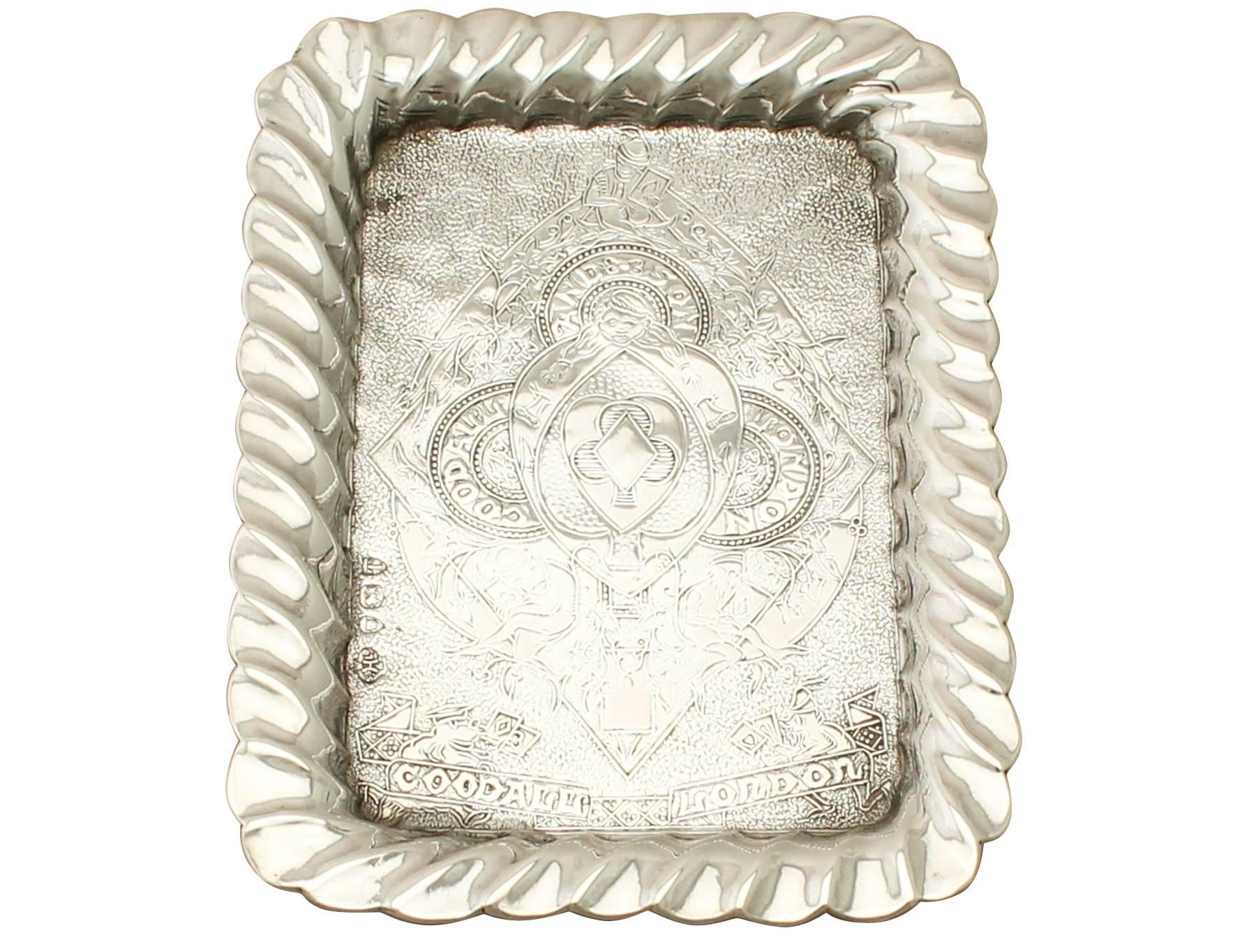English Antique Victorian Set of Four Sterling Silver Playing Card Trays