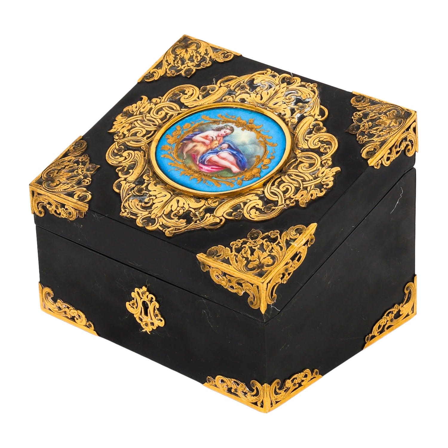 Antike viktorianische Sèvres & Ormolu montierte Schmuckschatulle 19.