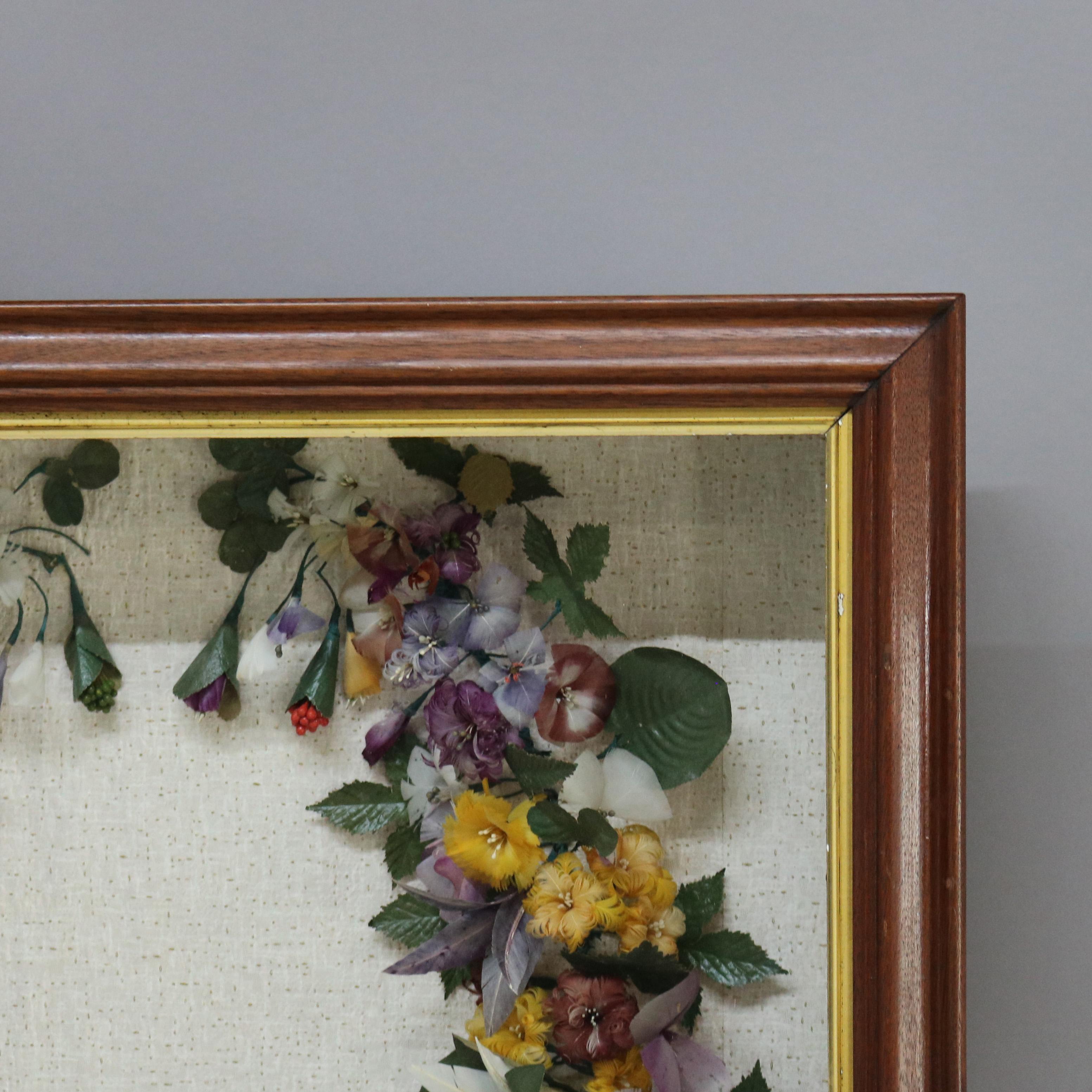High Victorian Antique Victorian Shadow Box with Floral Wreath C1890 For Sale