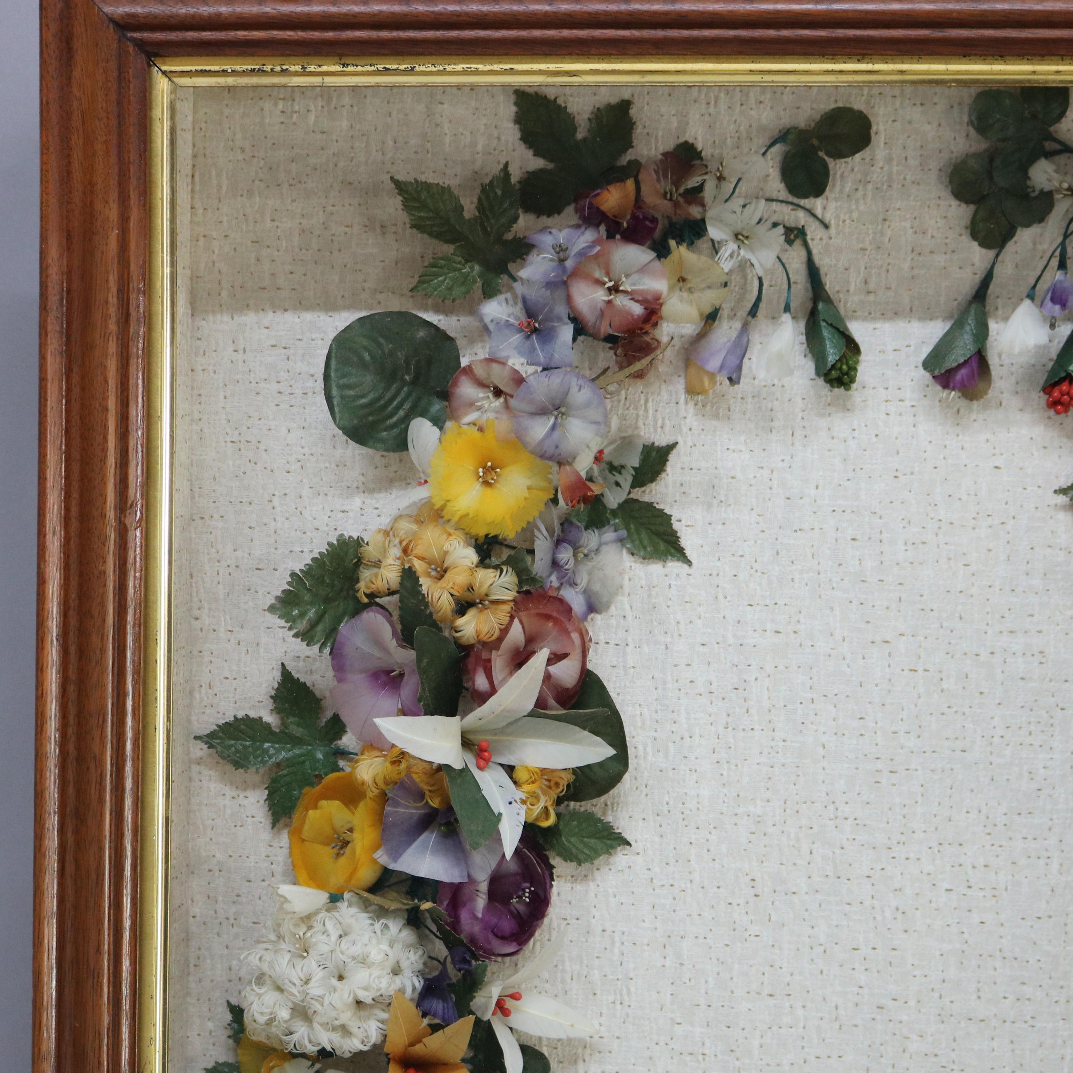 Antique Victorian Shadow Box with Floral Wreath C1890 For Sale 1