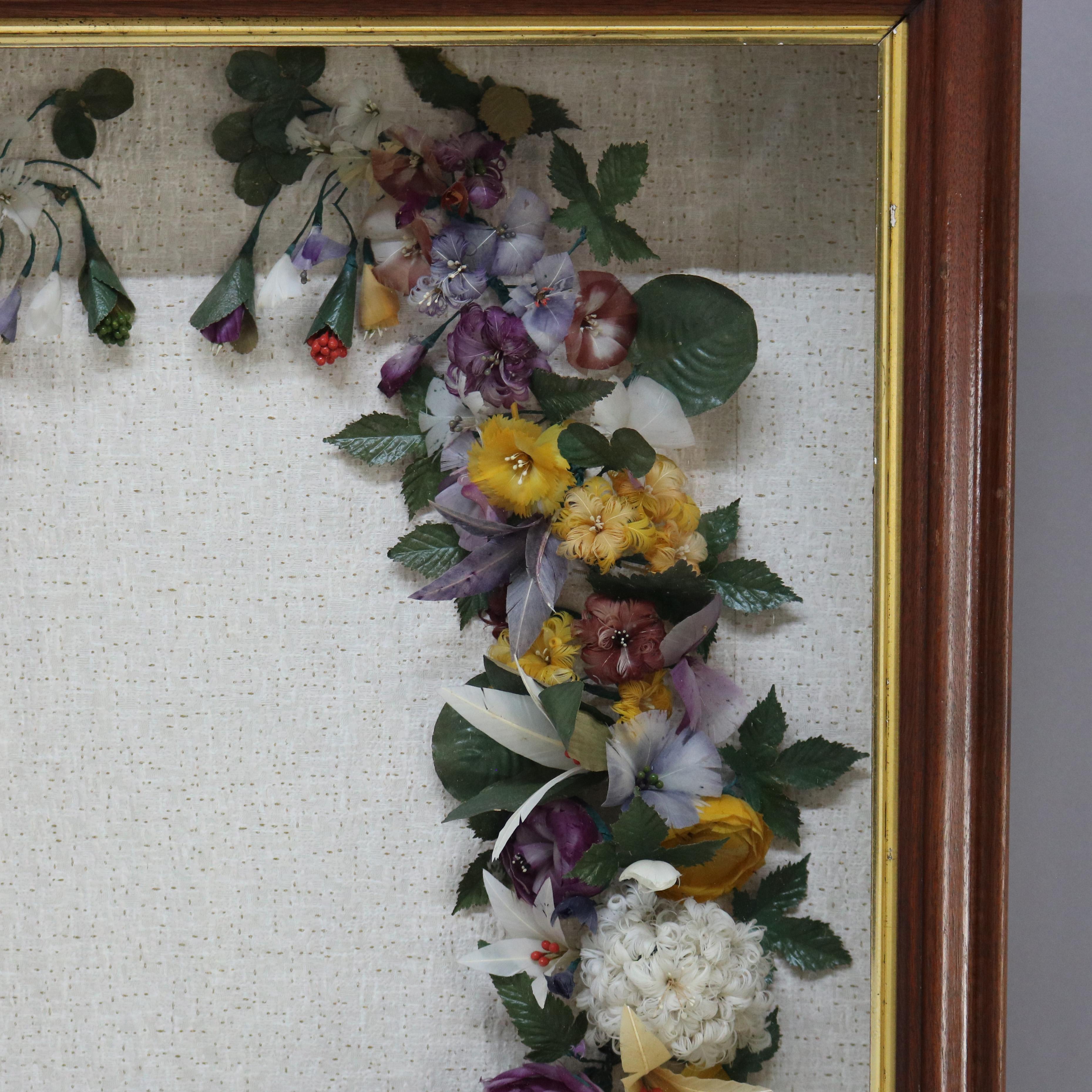 Antique Victorian Shadow Box with Floral Wreath C1890 For Sale 2
