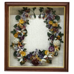 Antique Victorian Shadow Box with Floral Wreath C1890