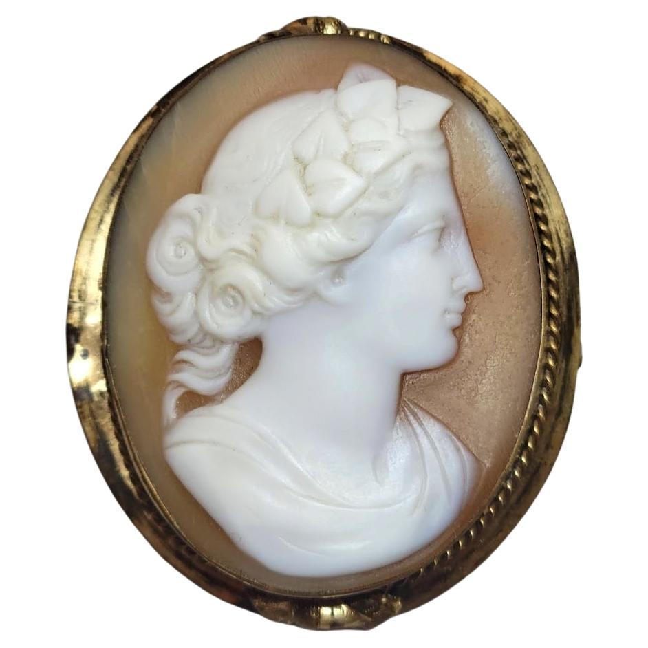 Antique Victorian Shell Cameo Brooch For Sale