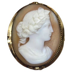 Used Victorian Shell Cameo Brooch