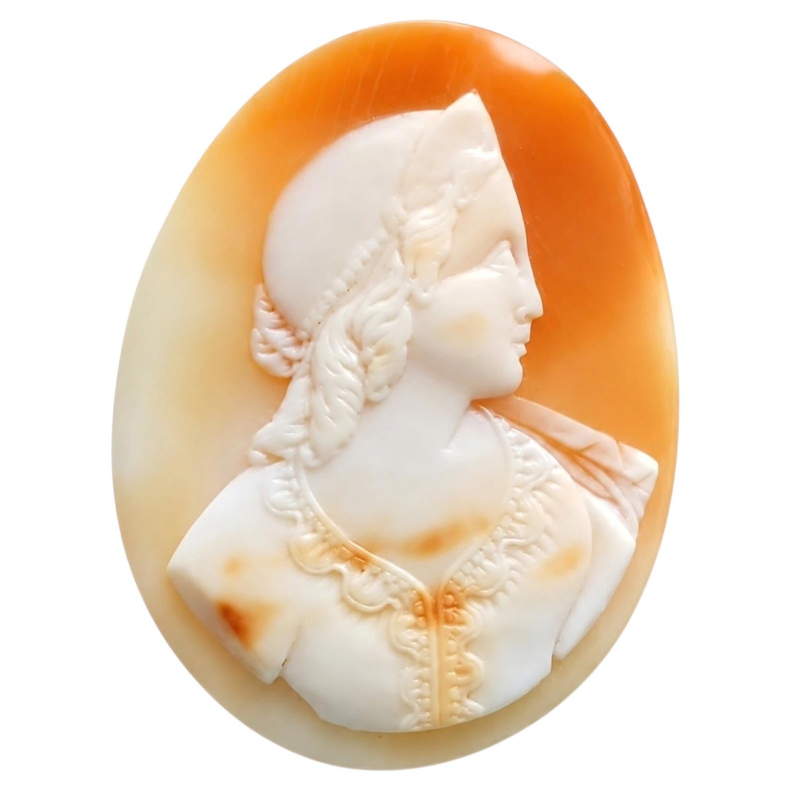 Antique Victorian Shell Cameo of Princess, Circa 1860-1890, England For Sale