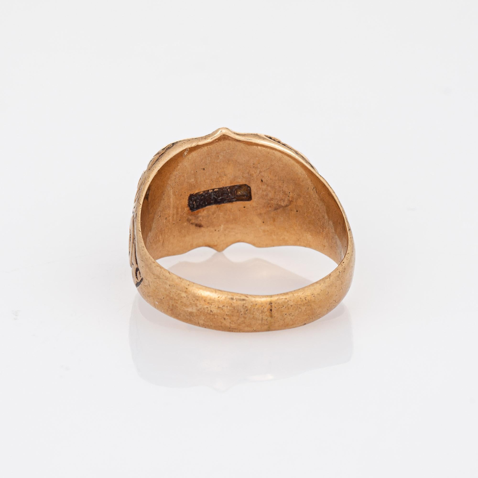 da uomo o donna Anello con scudo vittoriano antico in oro rosa 14k Gioielli d'epoca in vendita