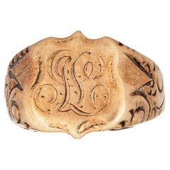 Antique Victorian Shield Signet Ring 14k Rose Gold Vintage Fine Jewelry