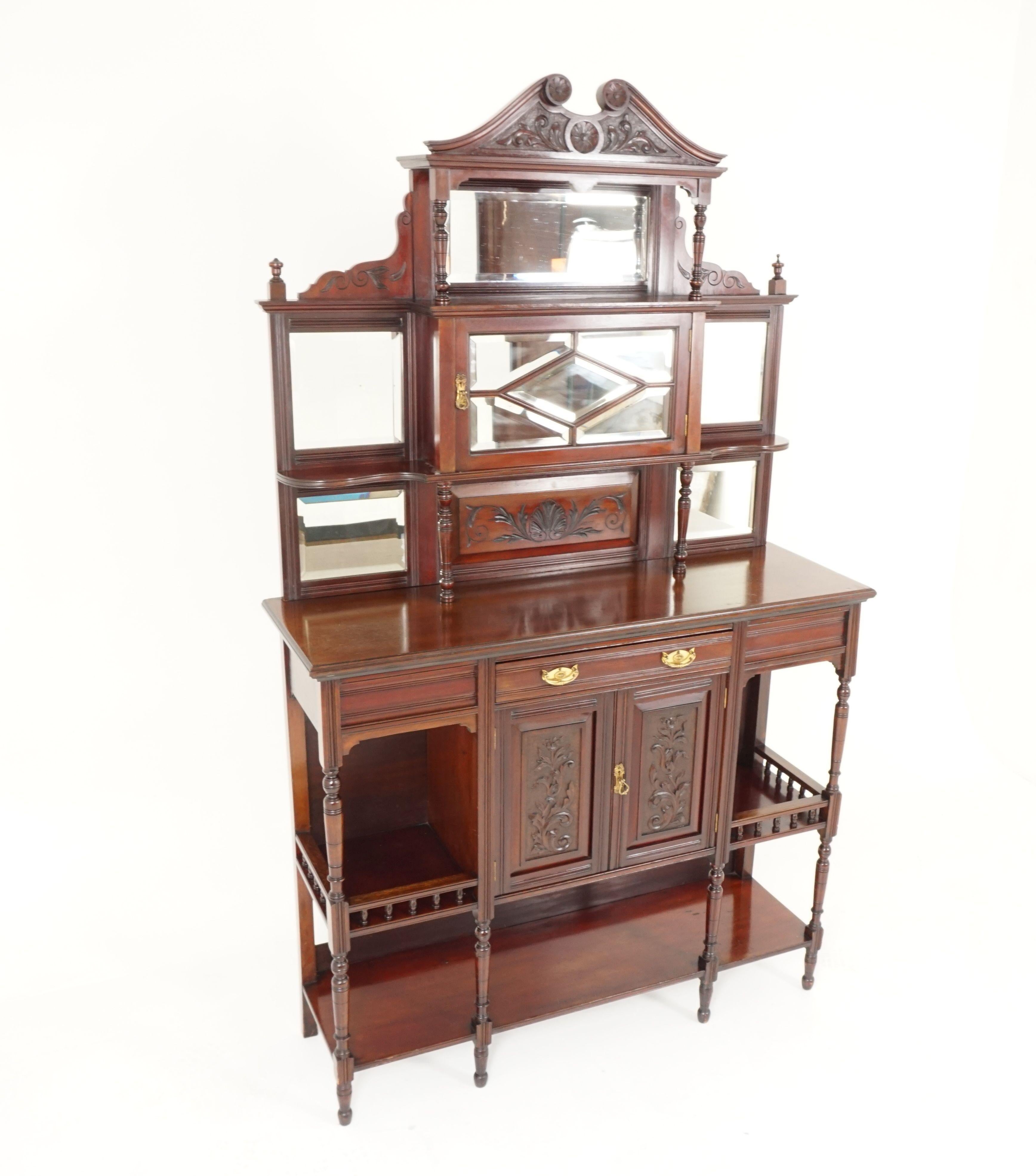 Hand-Crafted Antique Victorian Side Cabinet, Walnut Display Cabinet, Scotland 1880, H198 For Sale