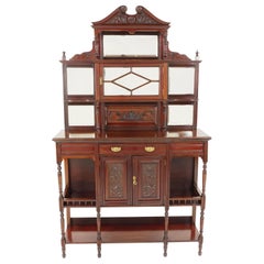 Antique Victorian Side Cabinet, Walnut Display Cabinet, Scotland 1880, H198