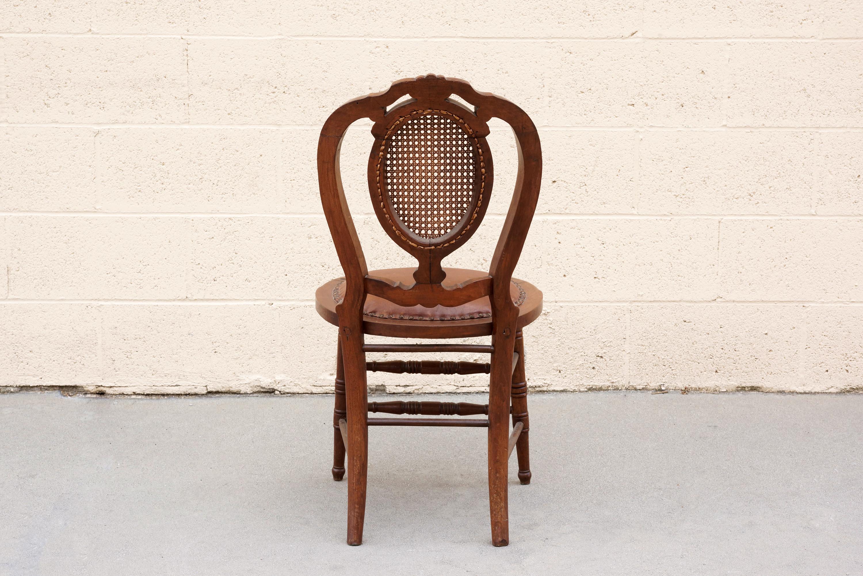 Antique Victorian Side Chair with Cane Back In Good Condition In Alhambra, CA