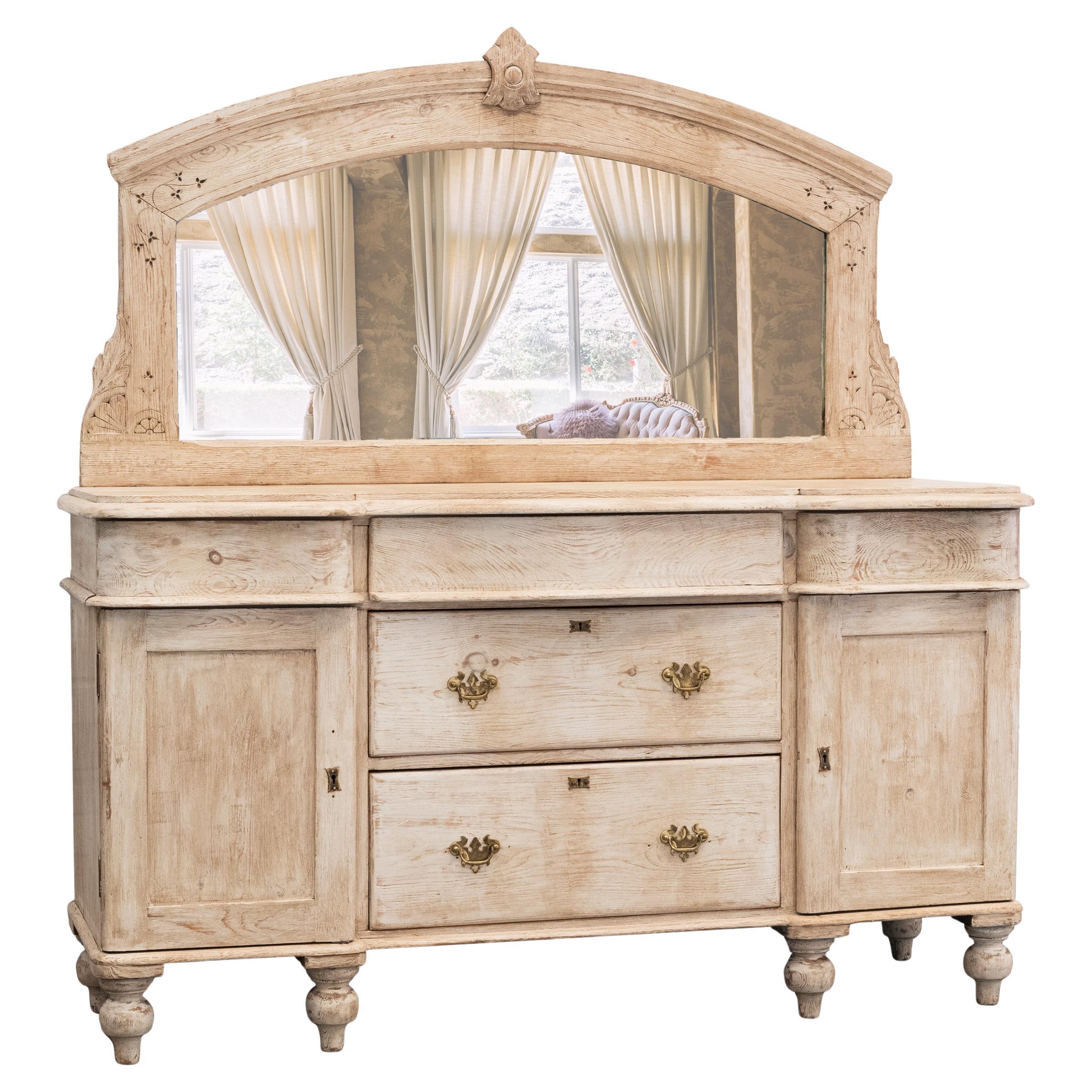 Antique Victorian Sideboard Mirror  Dresser