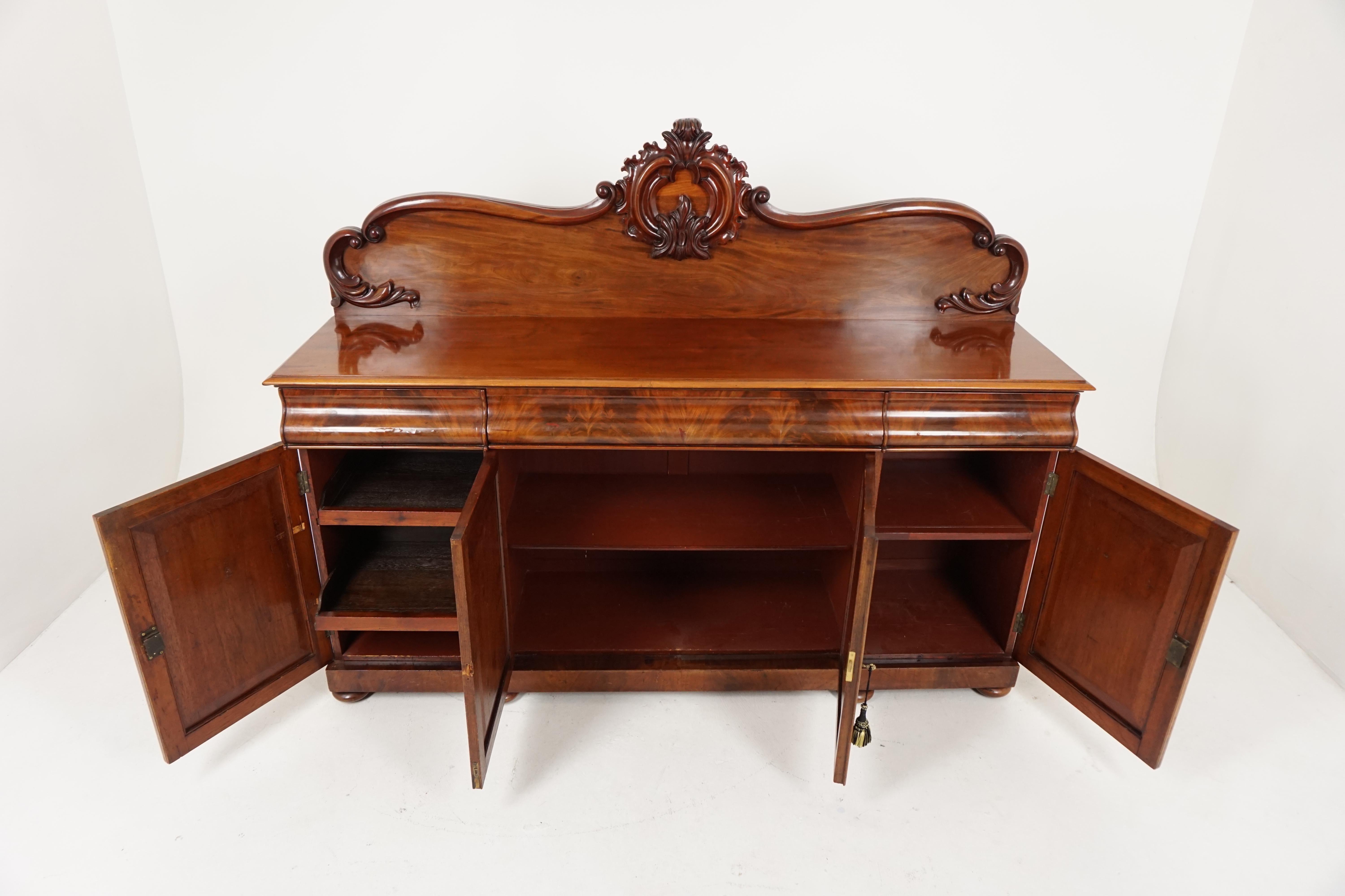Antique Victorian Sideboard, Walnut Chiffonier or Buffet, Scotland 1880, B1959 In Good Condition In Vancouver, BC