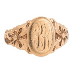 Antique Victorian Signet Ring 10 Karat Rose Gold JR Wood Vintage Fine Jewelry