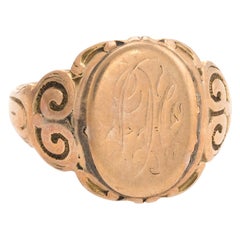 Antiker viktorianischer Siegelring aus 10 Karat Roségold, Vintage, feiner Schmuck, Nachlass