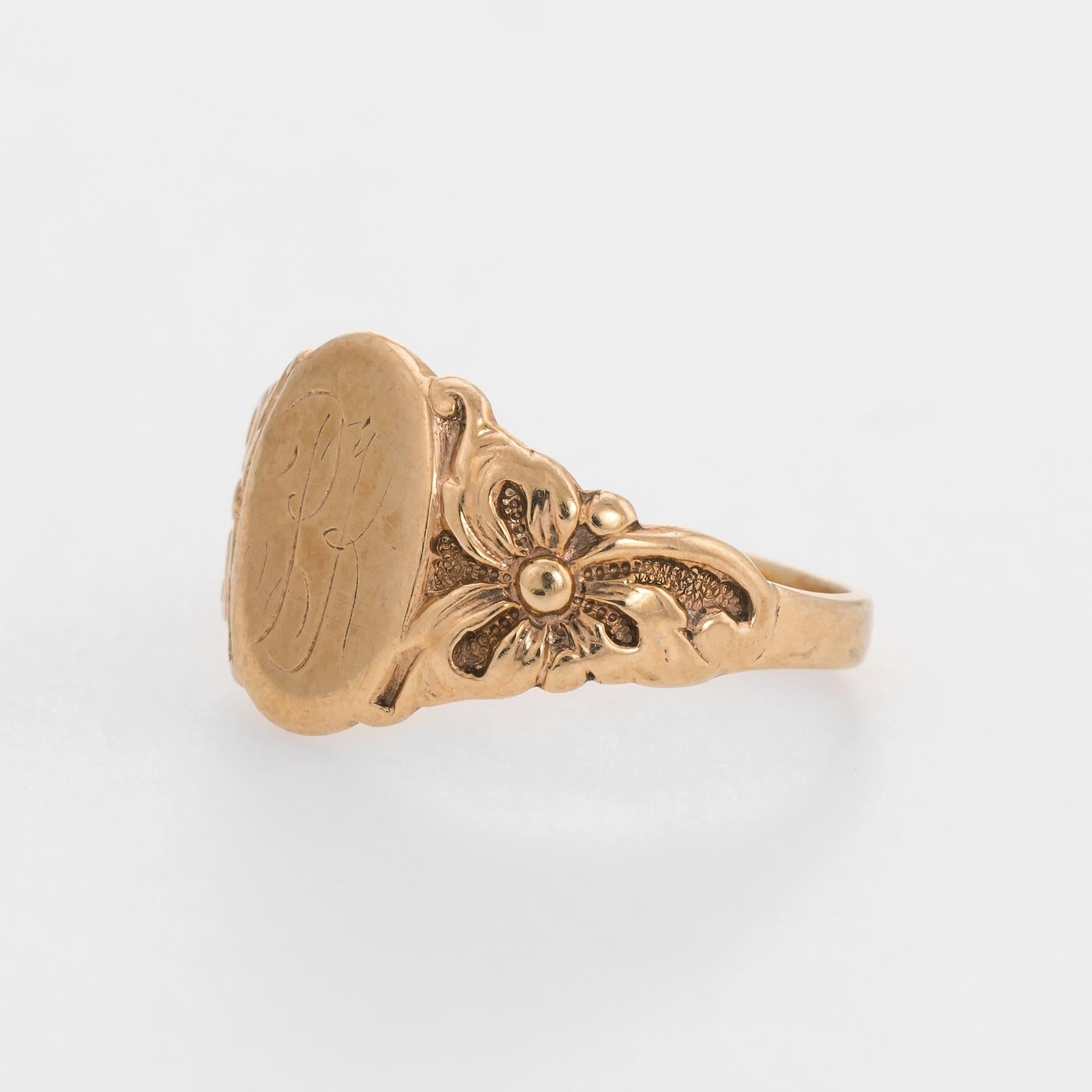 Women's Antique Victorian Signet Ring 10 Karat Rose Gold JR Wood Vintage Fine Jewelry