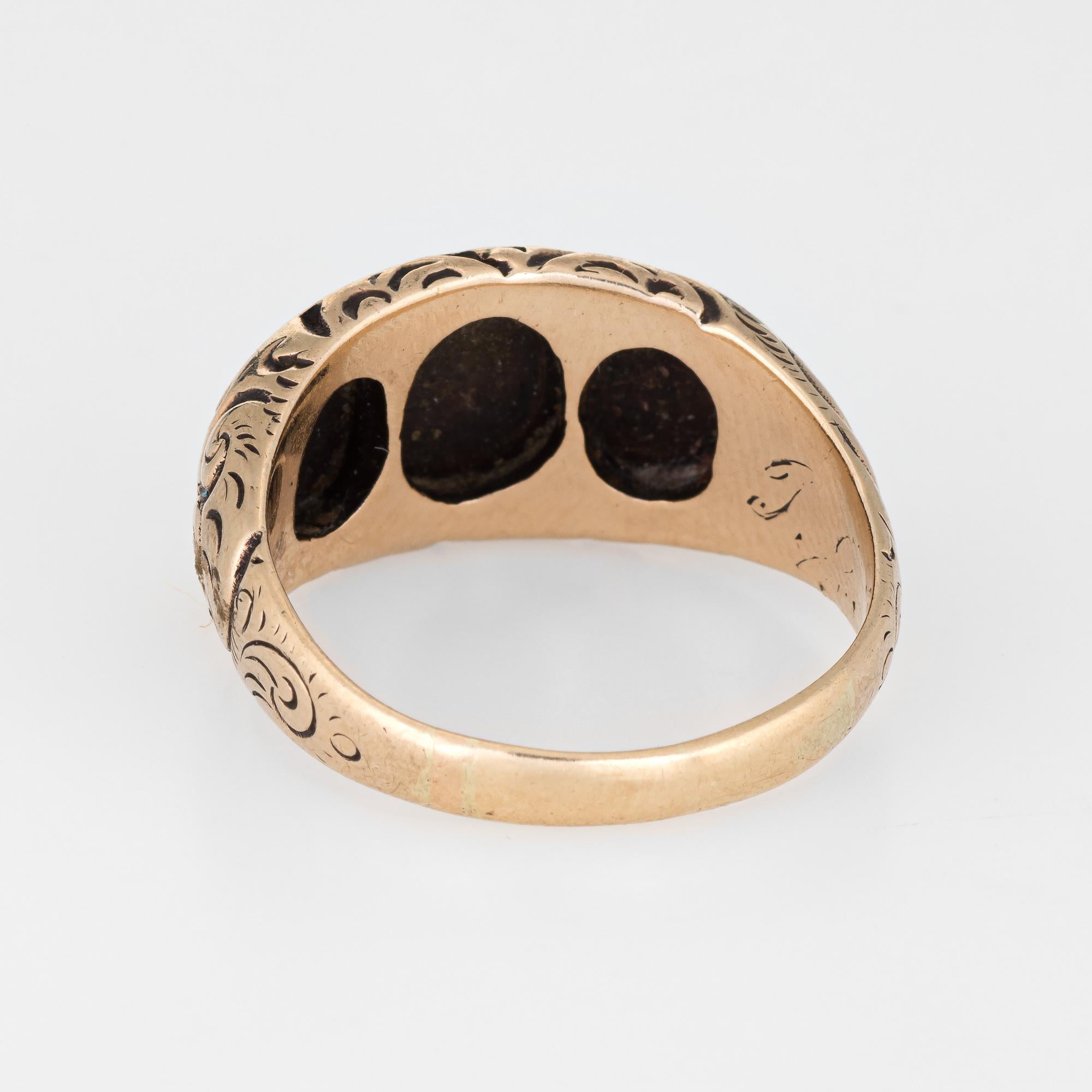 Women's Antique Victorian Signet Ring 10 Karat Yellow Gold East West Initials Vintage