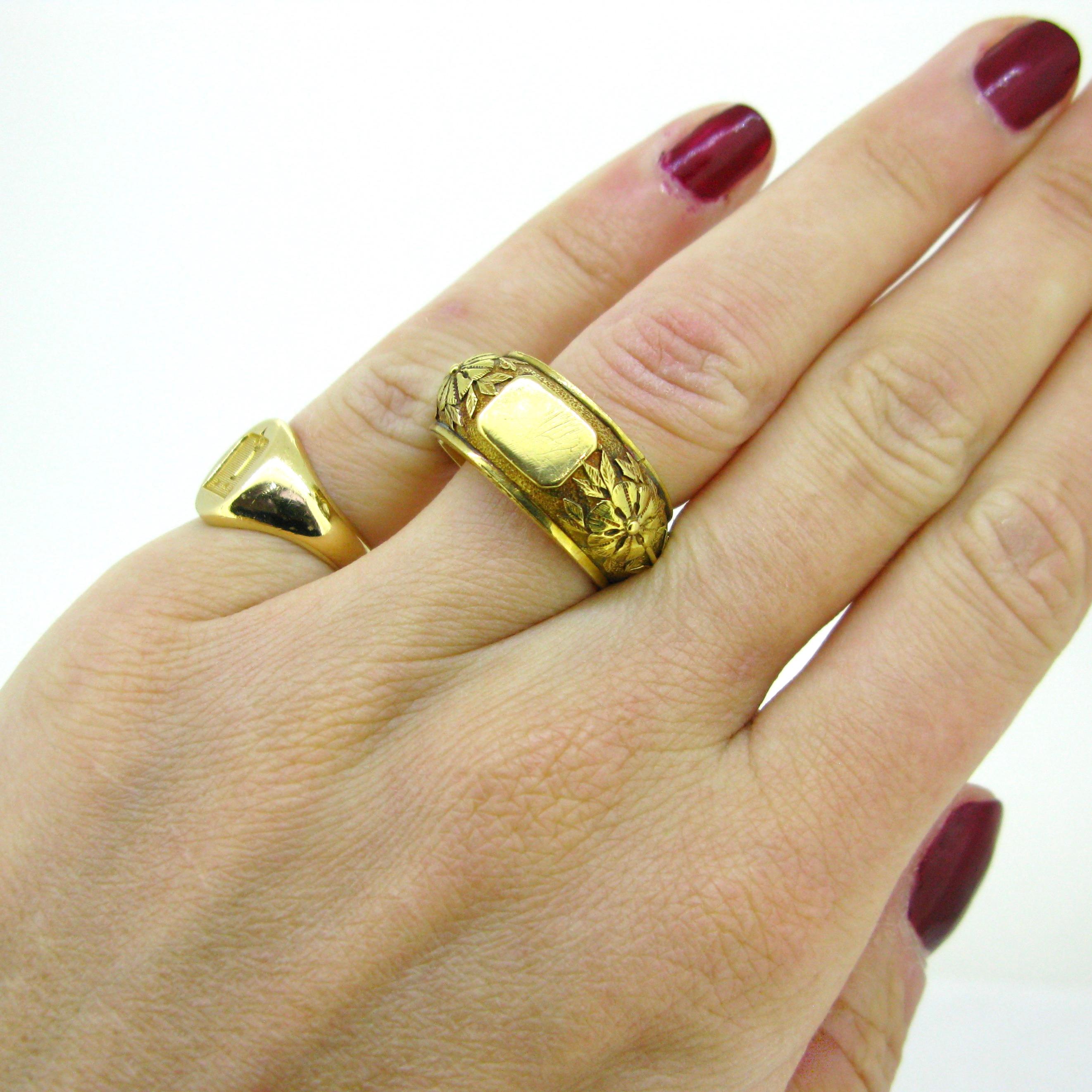 Antiker viktorianischer Siegelring, 18kt Gelbgold, um 1850 2