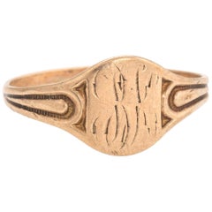 Antique Victorian Signet Ring Child Midi 10 Karat Rose Gold Band Vintage