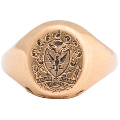 Antique Victorian Signet Ring with Hidden Key Attached