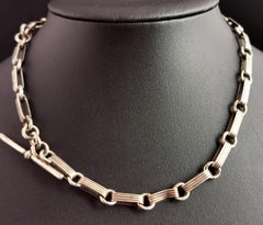 Antique Victorian Silver Albert Chain, Watch Chain, Necklace