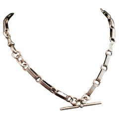 Antique Victorian Silver Albert Chain, Watch Chain, Necklace