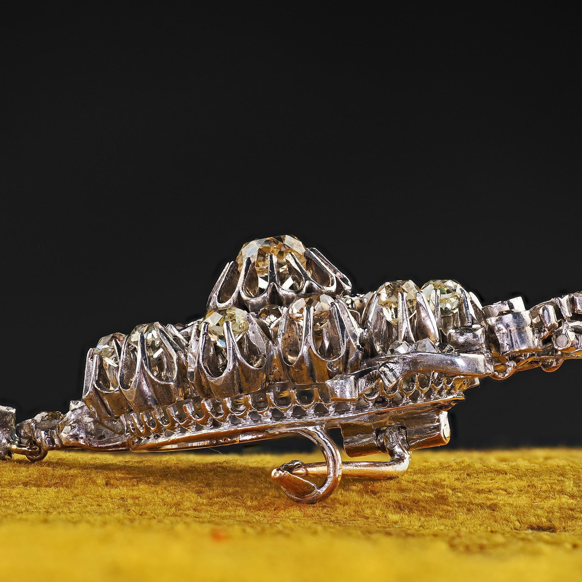 Épingle et pendentif en argent et or 14K anciens et victoriens, ornés de diamants de la vieille mine en vente 1