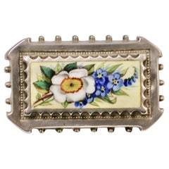 Antique Victorian Silver And Enamel Brooch Dated Circa 1880