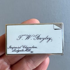 Antique Victorian Silver and Enamel Calling Card Vesta Case, 1887