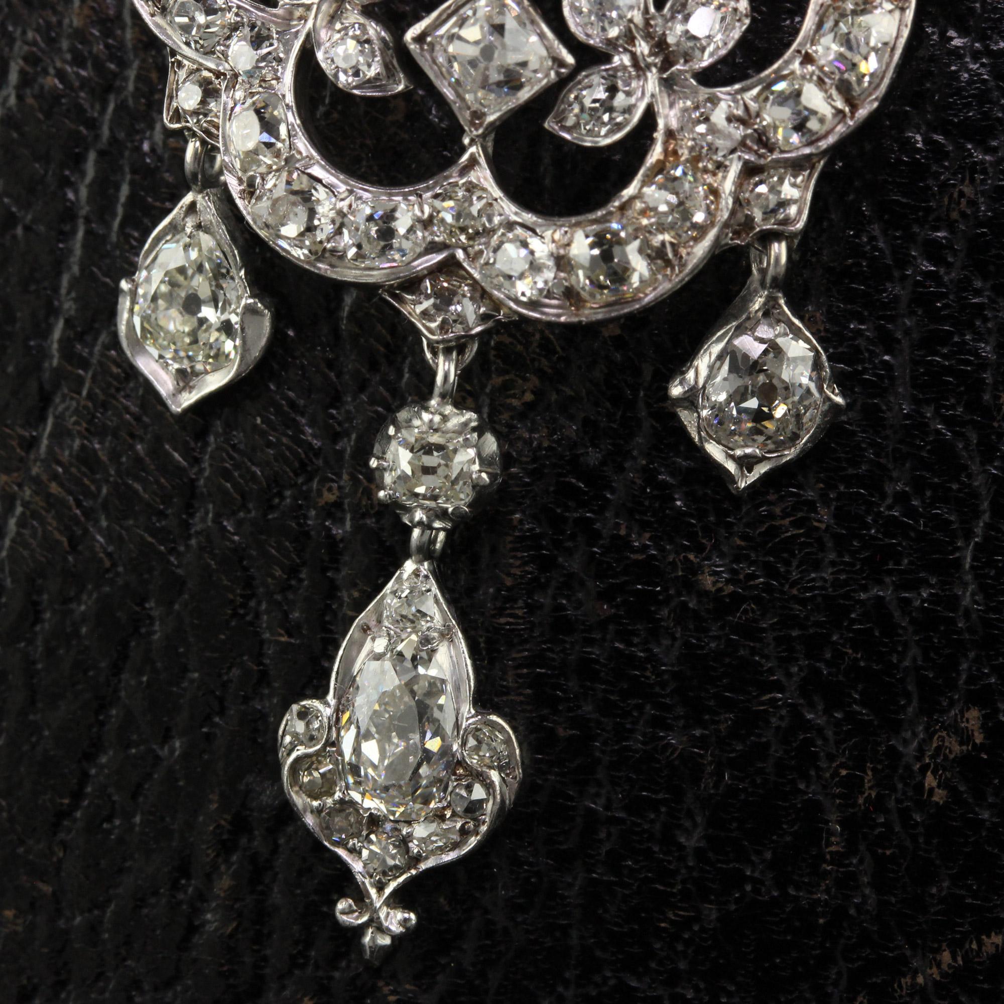 Antique Victorian Silver and Gold Old Mine Cut Diamond Pear Shape Diamond Pendan 2