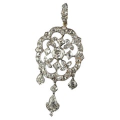 Antique Victorian Silver and Gold Old Mine Cut Diamond Pear Shape Diamond Pendan
