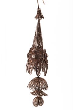 Antique Victorian Silver and Gold Washed Filigree Earrings