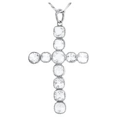 Antique Victorian Silver and Mine Cut Paste Pendant Cross