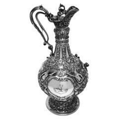 Antigua Jarra Victoriana de Plata Armada / Jarra de Clarete / Jarra de Vino Londres 1875