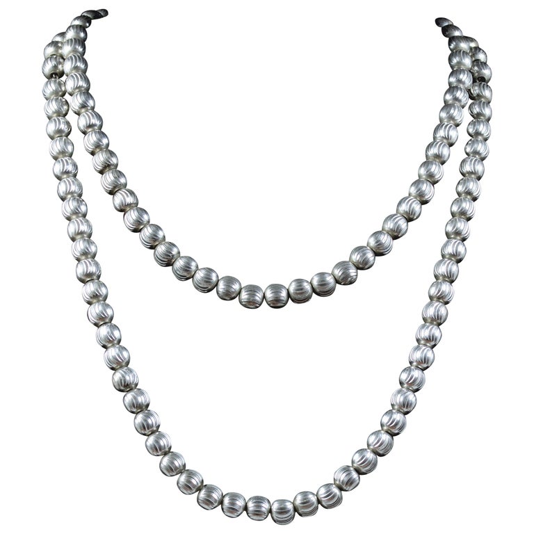 Silver beaded chain, 1900s, offered by Laurelle Antique Jewellery