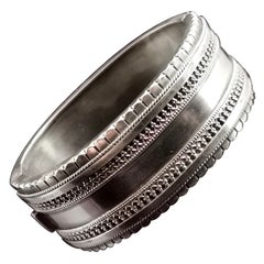 Antique Victorian Silver Bangle, Aesthetic Era