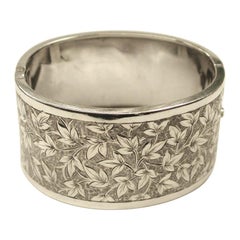 Antique Victorian Silver Bangle Dated circa 1880, Evans and Brown, Birmingham