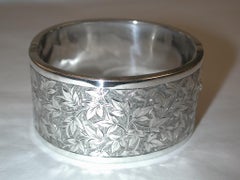 Antique Victorian Silver Bangle Dated circa 1880, Evans and Brown, Birmingham