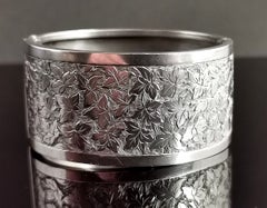 Antique Victorian silver bangle, Ivy engraved 