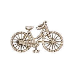 Broche de bicyclette victorienne ancienne en argent