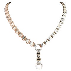 Antique Victorian silver book chain necklace, star links