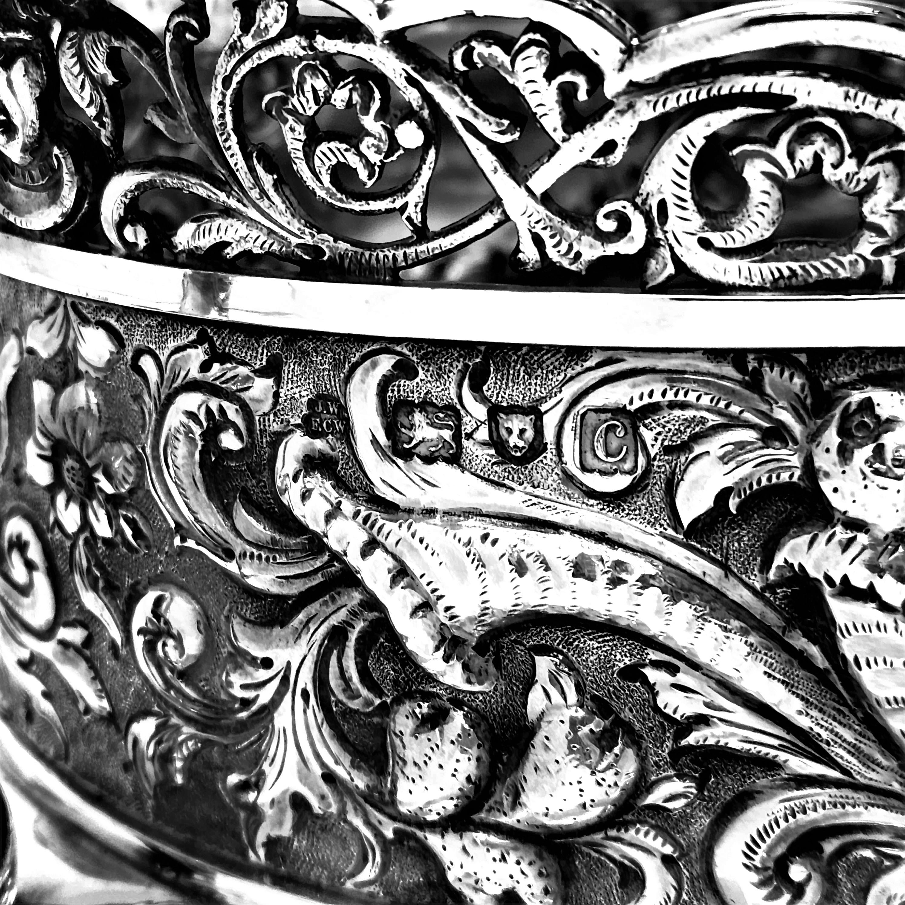Antique Victorian Silver Bowl Centrepiece on Plinth 1898 Champagne Wine Cooler 3