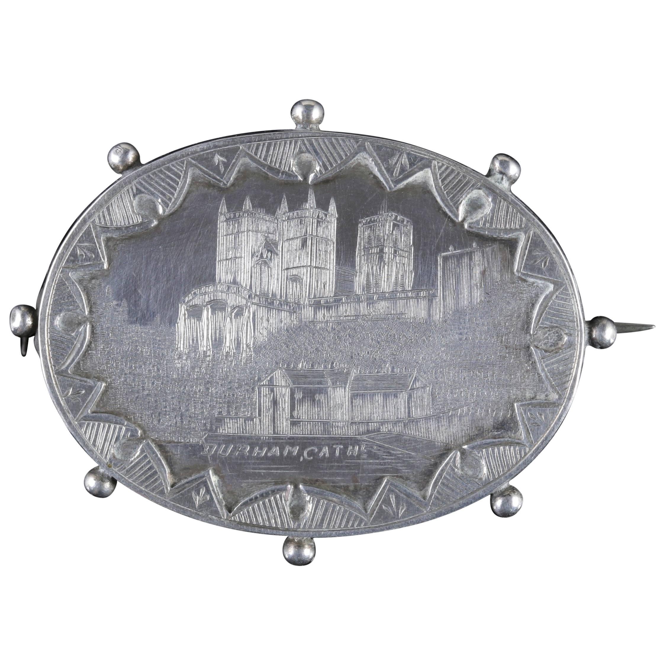 Antique Victorian Silver Brooch Durham Cathedral Dated, 1893 For Sale