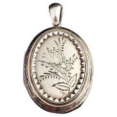 Antique Victorian Silver Butterfly Locket, Pendant