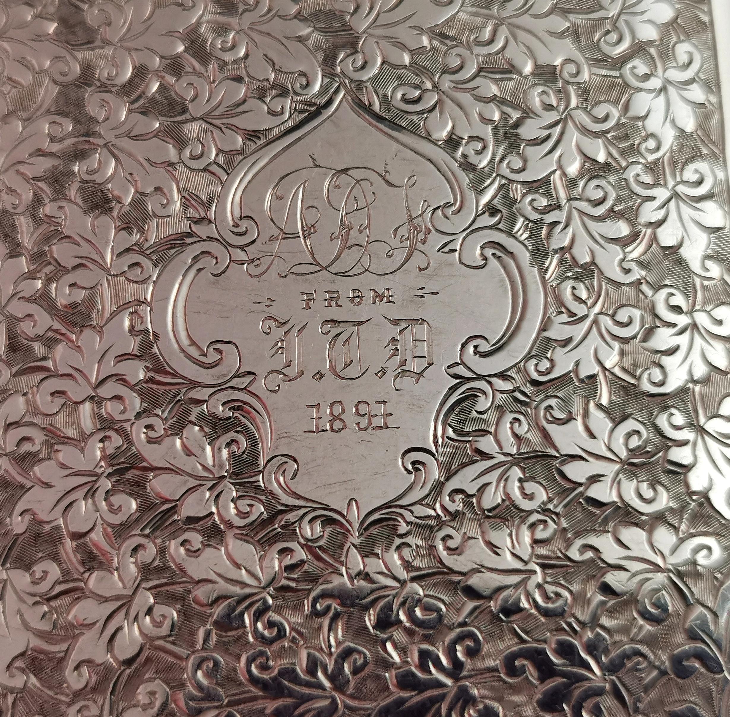 Antique Victorian silver card case, engraved, boxed  10