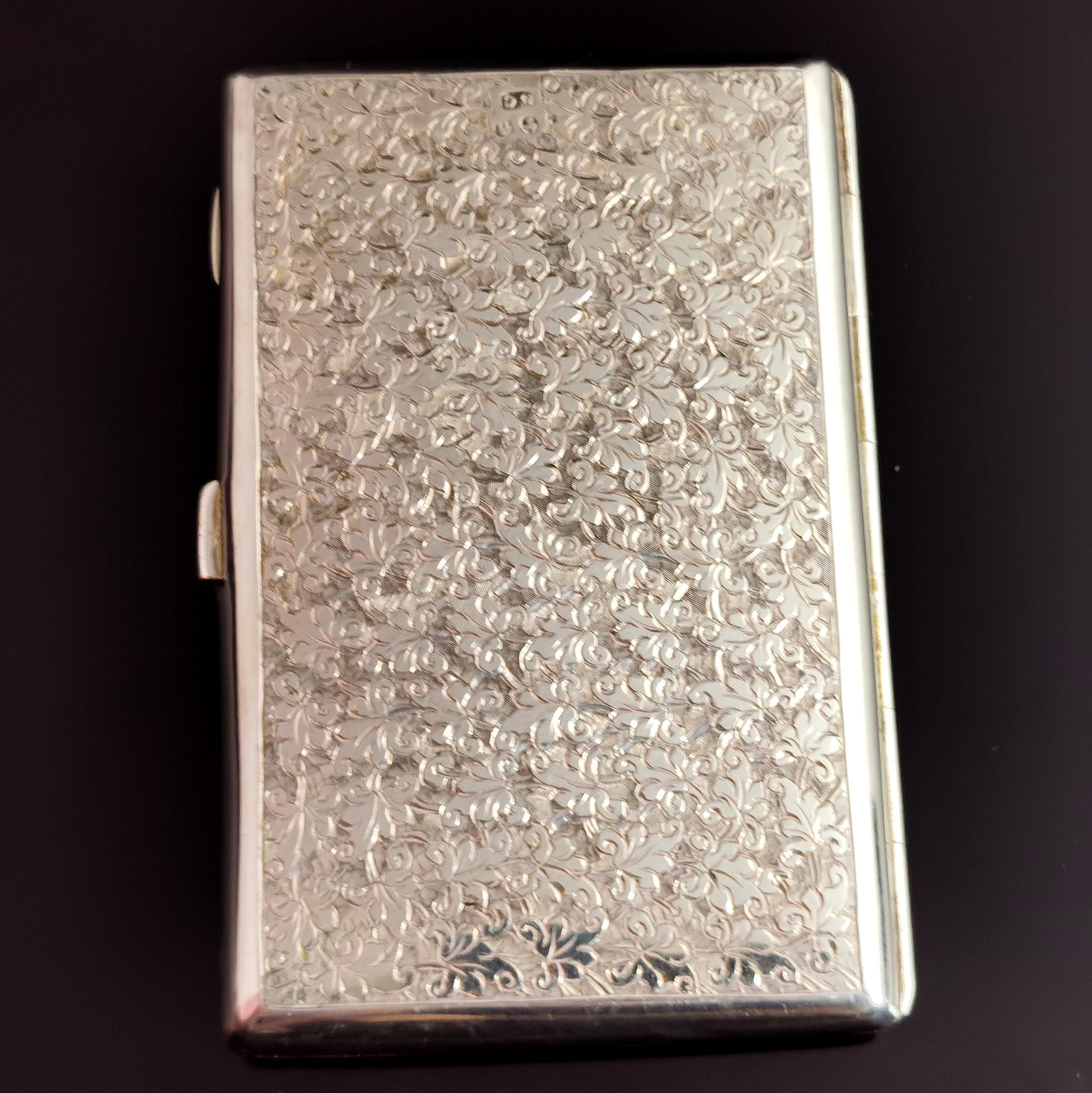 Antique Victorian silver card case, engraved, boxed  3