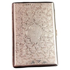 Antique Victorian silver card case, engraved, boxed