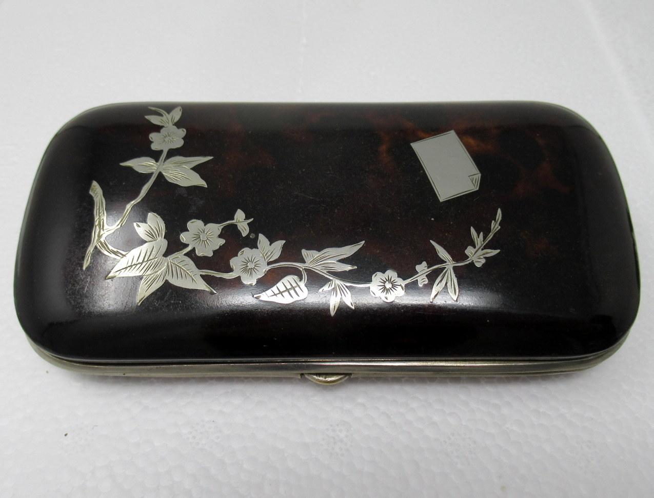 Antique Victorian Silver Card Case Trinket and Snuff Box Regency Grand Tour 19ct For Sale 5