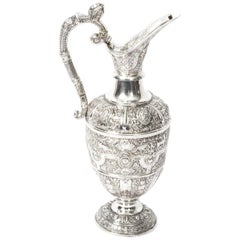 Antique Victorian Silver Cellini Claret Wine Jug Glasgow 1878, 19th Century