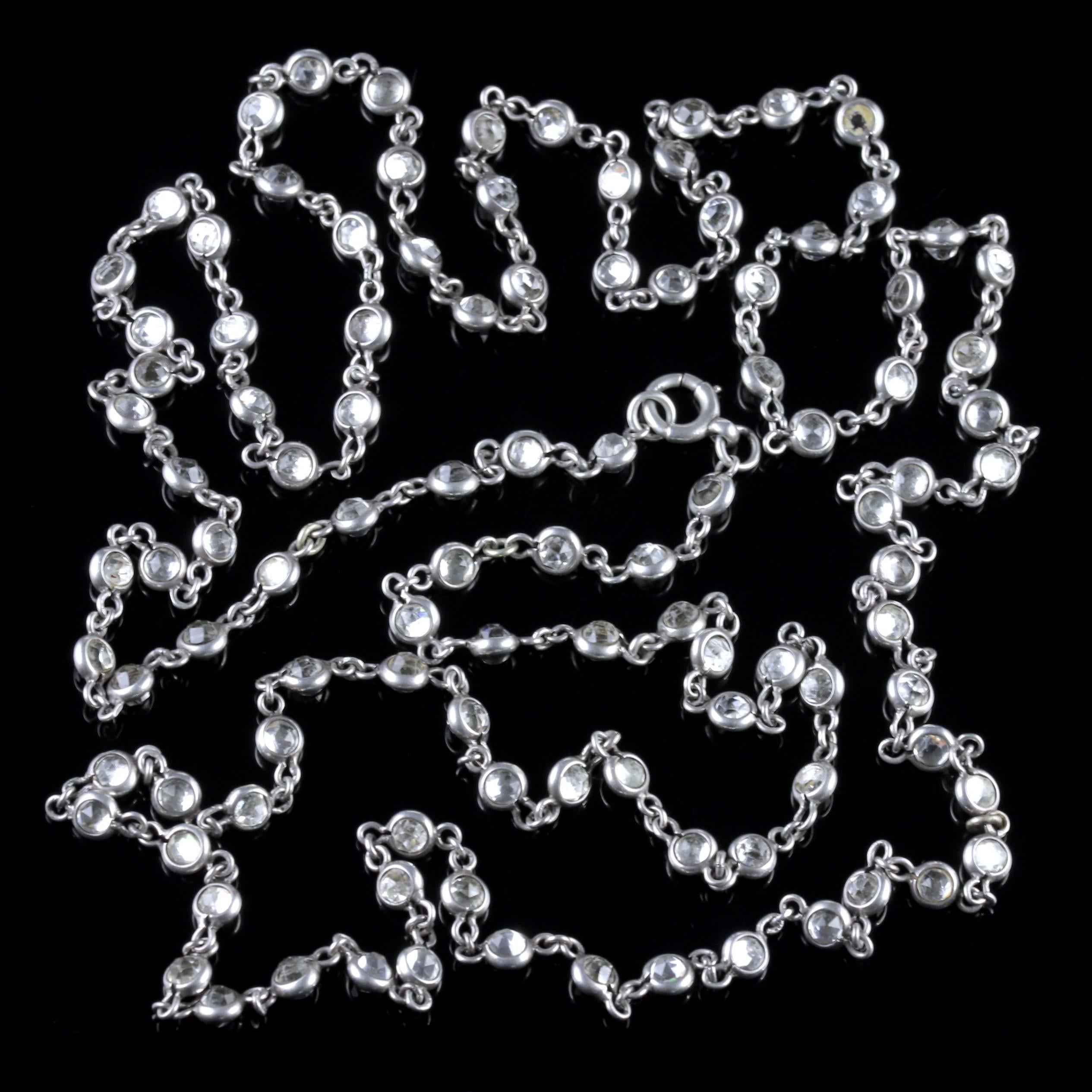 Antique Victorian Silver Chain Necklace Crystal, circa 1900 For Sale 2